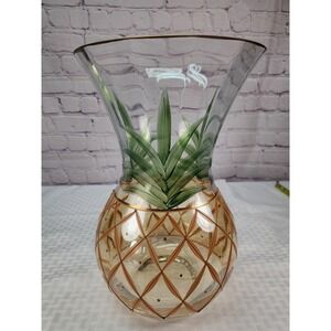 Vintage Large Romanian Handcrafted Hand Painted Crystal Pineapple Vase Decor 12"